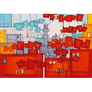 Salman Farooqi, 18 x 24 Inch, Acrylic on Canvas, Cityscape Painting, AC-SF-417